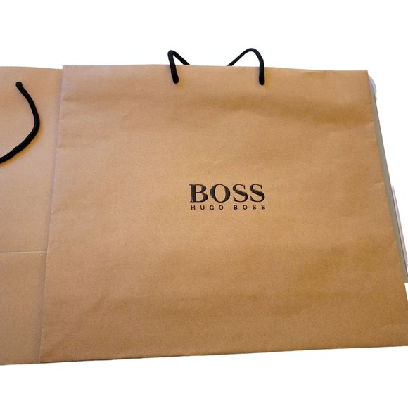 Hugo Boss Shopping Bags White Brown Set of 8 Signature Reusable Gift Prop VR208 - Picture 6 of 16